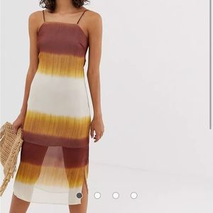 Stradivarius square neck cami dress in tie dye